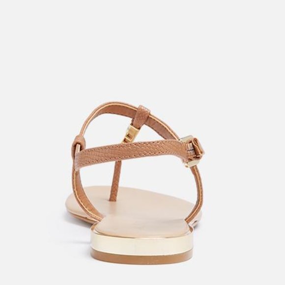 Aldo | Falera Cognac Gold Tube Flat Sandals - Picture 3 of 3